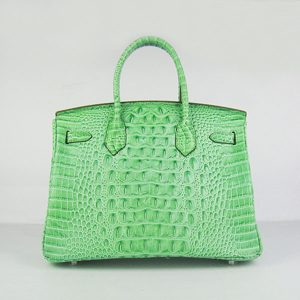 Replica Hermes Birkin 30CM Crocodile Head Veins Bag Green 6088 On Sale - Click Image to Close